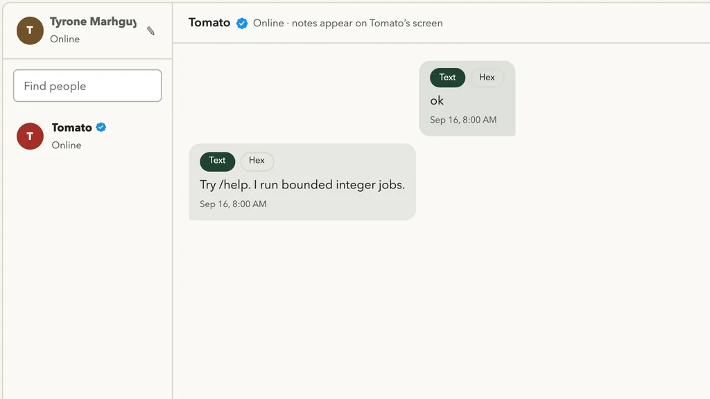 Envelop browser chat and verified Tomato conversation