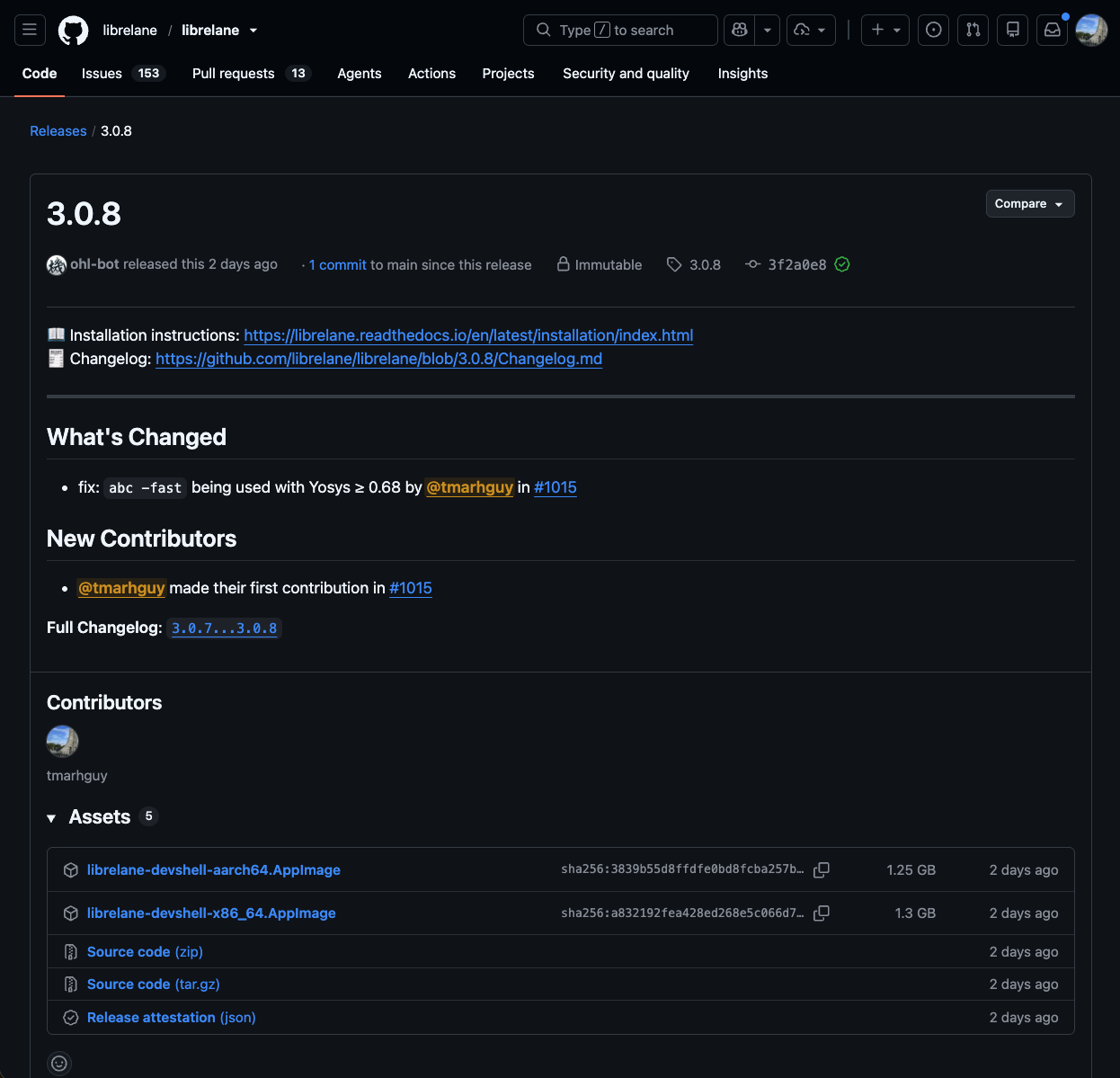 LibreLane 3.0.8 — #1015 is the change that shipped.