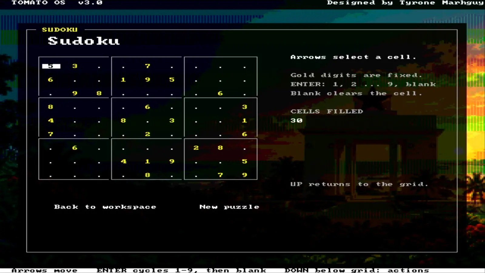 Sudoku on Tomato OS over HDMI